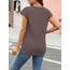 Cuptacc Tshirt Damen Tops Sommer Rundhals Oberteile Elegant Basic Bluse Kurzarm Damen Business Tunika Darkbrown 3XL 56-58