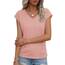 Suncife Damen-T-Shirt, Sommer, lockere Passform, Flügelärmel, V-Ausschnitt, T-Shirt, Rose, S