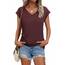 Suncife Damen-T-Shirt, Sommer, lockere Passform, Flügelärmel, V-Ausschnitt, T-Shirt, burgunderfarben, XXL
