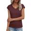 Suncife Damen-T-Shirt, Sommer, lockere Passform, Flügelärmel, V-Ausschnitt, T-Shirt, burgunderfarben, XXL