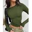 Cuptacc Tshirt Damen Langarm Frühling Eng Luftig Tops Für Damen Langarm Sonnenschutz Rundhals Dupe Longshirt Basic Militärgrün S