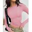Cuptacc Top Langarm Damen Eng Slim Fit Oberteile Damen Fashion Solid Color Round Neck Langarm Shirts Kurz Schnelltrocknend Longsleeve Leuchtendes Pink XXL