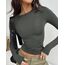 Cuptacc Langarmshirt Damen Eng Solid Color Tops Scoop-Ausschnitt Mädchen Langarm Shirt Elegant Leicht Und Luftig Sportbekleidung Dunkelgrau XL