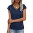 Suncife Damen-T-Shirt, Sommer, lockere Passform, Flügelärmel, V-Ausschnitt, T-Shirt, blau, M