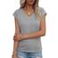 Suncife Damen-T-Shirt, Sommer, lockere Passform, Flügelärmel, V-Ausschnitt, T-Shirt, grau, L