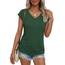 Suncife Damen-T-Shirt, Sommer, lockere Passform, Flügelärmel, V-Ausschnitt, T-Shirt, grün, M