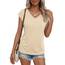 Suncife Damen-T-Shirt, Sommer, lockere Passform, Flügelärmel, V-Ausschnitt, T-Shirt, Aprikose, S