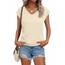 Suncife Damen-T-Shirt, Sommer, lockere Passform, Flügelärmel, V-Ausschnitt, T-Shirt, Aprikose, M