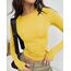 Cuptacc T Shirt Langarm Damen Rundhals Slim Fit Longsleeve Top Basics Enge Langarm Oberteile Schnelltrocknend Faltenfrei Wickelshirt Gelb XS