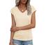 Suncife Damen-T-Shirt, Sommer, lockere Passform, Flügelärmel, V-Ausschnitt, T-Shirt, Aprikose, S
