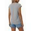 Suncife Damen-T-Shirt, Sommer, lockere Passform, Flügelärmel, V-Ausschnitt, T-Shirt, grau, L