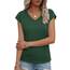 Suncife Damen-T-Shirt, Sommer, lockere Passform, Flügelärmel, V-Ausschnitt, T-Shirt, grün, M