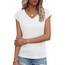 Suncife Damen-T-Shirt, Sommer, lockere Passform, Flügelärmel, V-Ausschnitt, T-Shirt, weiß, L