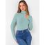DUOEASE Rollkragenpullover Damen Basic Einfarbig Langarmshirt Damen Herbst Winter Oberteile Rollkragen Langarm Tshirt Elegant Casual Top(Türkis L