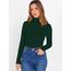 DUOEASE Longsleeve Damen Slim Fit Einfarbig Basic Langarmshirt Damen Rollkragen Langarm Casual Tshirt Herbst Winter Top(Grün XL