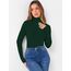 DUOEASE Longsleeve Damen Slim Fit Einfarbig Basic Langarmshirt Damen Rollkragen Langarm Casual Tshirt Herbst Winter Top(Grün XL