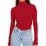 DUOEASE Langarmshirt Damen Slim Fit Casual Gerippt Rollkragenpullover Damen Herbst Winter Top Basic Einfarbig Langarm Tshirt(Rot S