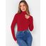 DUOEASE Longsleeve Damen Slim Fit Einfarbig Basic Langarmshirt Damen Rollkragen Langarm Casual Tshirt Herbst Winter Top(Rot XL