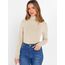 DUOEASE Langarmshirt Damen Slim Fit Casual Gerippt Rollkragenpullover Damen Herbst Winter Top Basic Einfarbig Langarm Tshirt(Beige S