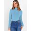 DUOEASE Langarmshirt Damen Slim Fit Casual Gerippt Rollkragenpullover Damen Herbst Winter Top Basic Einfarbig Langarm Tshirt(Blau S