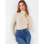DUOEASE Tshirt Damen Basic Langarmshirt Damen Rollkragen Einfarbig Top Elegant Casual Rollkragenpullover Herbst Winter Oberteile(Beige M
