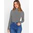 DUOEASE Longsleeve Damen Elegant Basic Rollkragen Tshirt Damen Slim Fit Gerippt Langarm Oberteile Herbst Winter Top(Grau XS