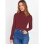DUOEASE Langarmshirt Damen Slim Fit Casual Gerippt Rollkragenpullover Damen Herbst Winter Top Basic Einfarbig Langarm Tshirt(Weinrot S