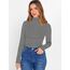 DUOEASE Longsleeve Damen Elegant Basic Rollkragen Tshirt Damen Slim Fit Gerippt Langarm Oberteile Herbst Winter Top(Schwarz-Weiß-Streifen XS