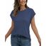 AirMood Lässiges Basic-T-Shirt für Damen, elegant, lockere Passform, Rundhalsausschnitt, Flügelärmel, blau, Small