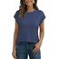 AirMood Lässiges Basic-T-Shirt für Damen, elegant, lockere Passform, Rundhalsausschnitt, Flügelärmel, blau, XXL