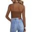 Zeagoo Transparentes Oberteil Damen Netzoberteil Rundhal Langarm Mesh Shirt Sexy Party Tops Netz Clubwear Slim Fit Langarmshirt Braun M