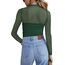 Zeagoo Sexy Party Top Damen Rundhal Netzoberteil Mesh T Shirt Langarm Frauen Clubwear für Halloween Karneval Grün Langarmshirt XS