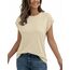 AirMood Lässiges Basic-T-Shirt für Damen, elegant, lockere Passform, Rundhalsausschnitt, Flügelärmel, Aprikose, XXL