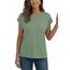 AirMood Lässiges Basic-T-Shirt für Damen, elegant, lockere Passform, Rundhalsausschnitt, Flügelärmel, grün, Small