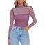 Zeagoo Netzoberteil Für Damen Sexy Party Top Mesh Oberteil Langarm Transparente Bluse Netz Tshirt Slim Fit Langarmshirt Frauen Clubwear Halloween Lila XL