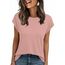 AirMood Lässiges Basic-T-Shirt für Damen, elegant, lockere Passform, Rundhalsausschnitt, Flügelärmel, Rose, Large