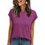 AirMood Lässiges Basic-T-Shirt für Damen, elegant, lockere Passform, Rundhalsausschnitt, Flügelärmel, violett, XXL