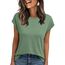 AirMood Lässiges Basic-T-Shirt für Damen, elegant, lockere Passform, Rundhalsausschnitt, Flügelärmel, grün, M
