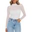 Zeagoo Transparentes Oberteil Damen Netzoberteil Rundhal Langarm Mesh Shirt Sexy Party Tops Netz Clubwear Slim Fit Langarmshirt Weiß M