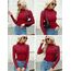 Zeagoo Transparentes Oberteil Damen Netzoberteil Rundhal Langarm Mesh Shirt Sexy Party Tops Netz Clubwear Slim Fit Langarmshirt Rotwein M