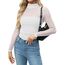 Zeagoo Netz Oberteil Damen Rundhal Transparente Bluse Langarm Mesh T Shirt Sexy Tops Party Slim Fit Frauen Clubwear Für Herbst Weiß S