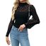 Zeagoo Netzoberteil für Damen Sexy Party Top Mesh Oberteil Langarm Transparente Bluse Netz Tshirt Slim Fit Langarmshirt Frauen Clubwear Halloween Schwarz Leopardenprint XL