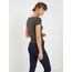 ONLY Damen Onllive Love SS Oneck TOP JRS, Dark Grey Melange/Balsam Green, XL