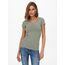 ONLY Damen Onllive Love SS Oneck TOP JRS, Dark Grey Melange/Balsam Green, XL