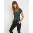 ONLY Damen Onllive Love SS Oneck TOP JRS, Dark Grey Melange/Balsam Green, M