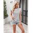Zeagoo Tops für Damen Locker Basic Tanktop Cap Ärmel Sommertop Elegant Ärmellose T Shirt Gestreift Weiß S