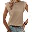 Zeagoo Tanktop Damen Elegant Cap Ärmel Top Basic Rundhals Tops Loose Fit Sommertop Ärmellose Bluse Khaki XS