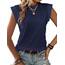 Zeagoo Tanktop Damen Elegant Cap Ärmel Top Basic Rundhals Tops Loose Fit Sommertop Ärmellose Bluse Marineblau XS