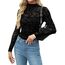 Zeagoo Mesh Langarmshirt Damen Rundhal Netzoberteil Sexy Party Top Langarm Frauen Clubwear für Halloween Karneval Schwarzes Raster XS