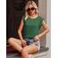 Zeagoo Tanktop Damen Elegant Cap Ärmel Top Basic Rundhals Tops Loose Fit Sommertop Ärmellose Bluse Leuchtend Grün L